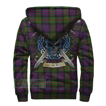 Coull Tartan Sherpa Hoodie with Family Crest Celtic Skull Style - Tartan Vibes Clothing