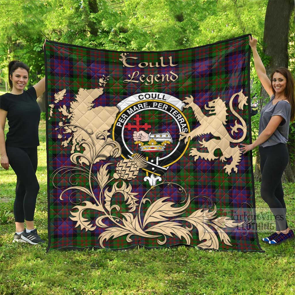 Tartan Vibes Clothing Coull Tartan Quilt with Family Crest and Scottish Symbol Style