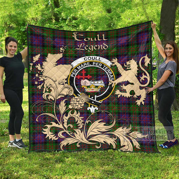 Tartan Vibes Clothing Coull Tartan Quilt with Family Crest and Scottish Symbol Style