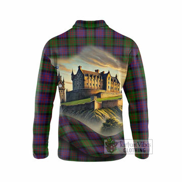 Coull Tartan Family Crest Long Sleeve Polo Shirt with Scottish Ancient Castle Style - Tartan Vibes Clothing