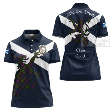 Coull Tartan Lion Rampant Women's Polo Shirt Proudly Display Your Heritage with Alba Gu Brath and Clan Name - Tartan Vibes Clothing