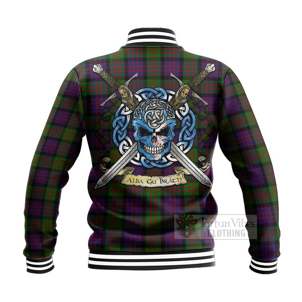 Coull Tartan Baseball Jacket with Family Crest Celtic Skull Style - Tartan Vibes Clothing