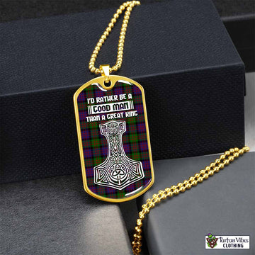 Tartan Vibes Clothing Coull Tartan Dog Tag Necklace Viking Mjolnir Style