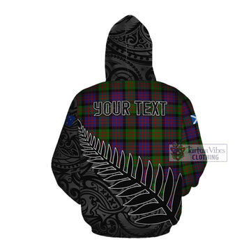Tartan Vibes Clothing Coull Crest Tartan Cotton Hoodie with New Zealand Silver Fern Half Style