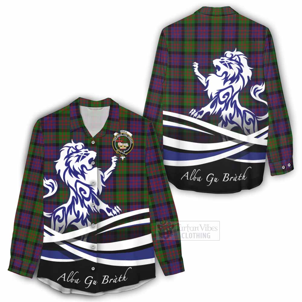 Coull Tartan Women's Casual Shirt with Alba Gu Brath Regal Lion Emblem - Tartan Vibes Clothing