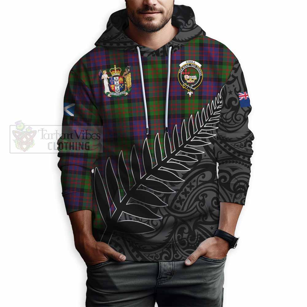 Coull Crest Tartan Hoodie with New Zealand Silver Fern Half Style - Tartan Vibes Clothing