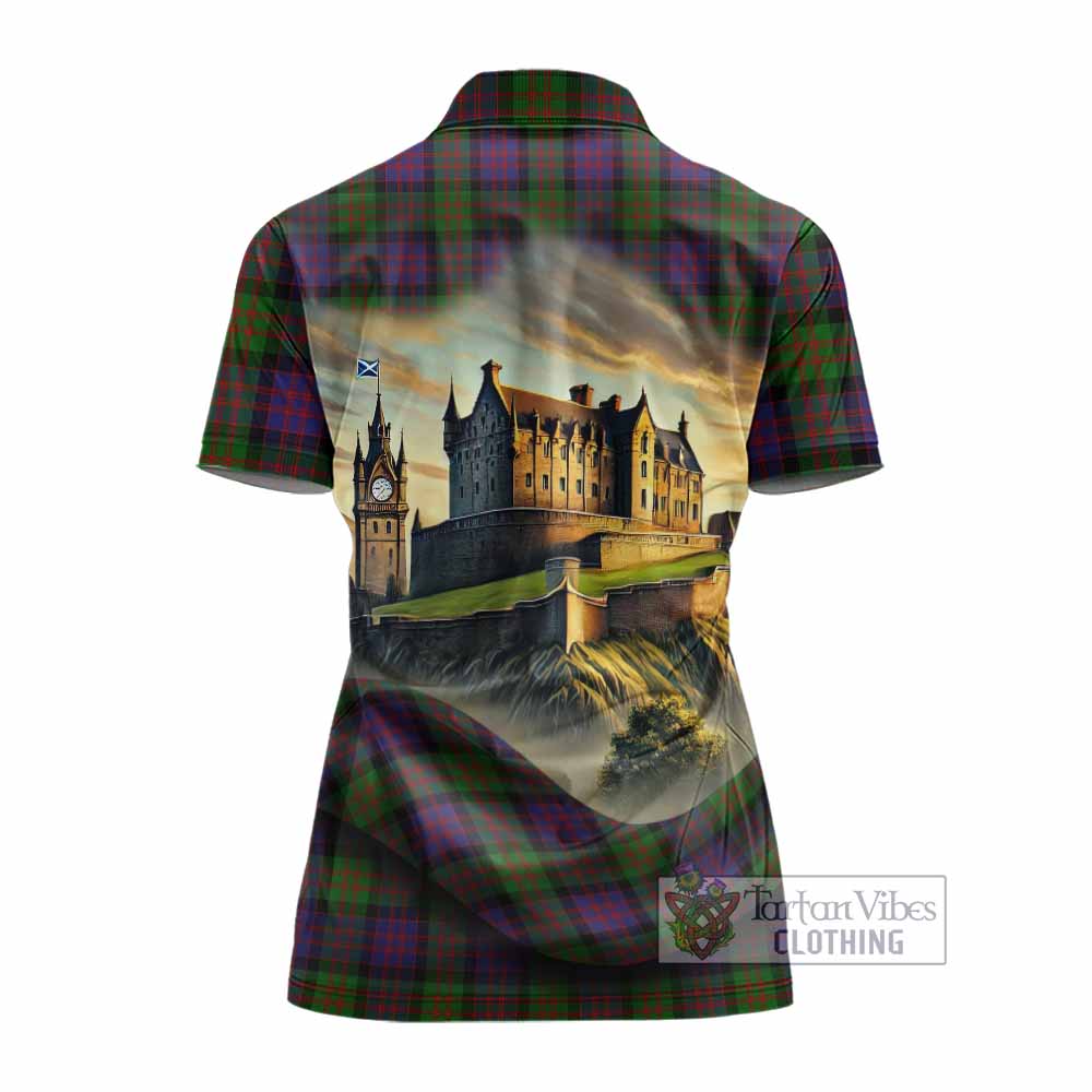 Coull Tartan Family Crest Women's Polo Shirt with Scottish Ancient Castle Style - Tartan Vibes Clothing
