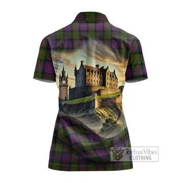 Coull Tartan Family Crest Women's Polo Shirt with Scottish Ancient Castle Style - Tartan Vibes Clothing