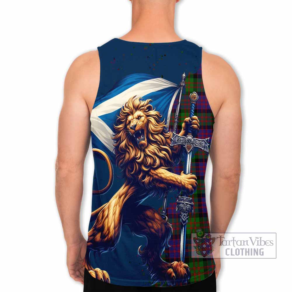 Coull Tartan Family Crest Men's Tank Top with Scottish Majestic Lion - Tartan Vibes Clothing