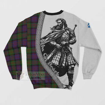 Coull Tartan Clan Crest Sweatshirt with Highlander Warrior Celtic Style - Tartan Vibes Clothing