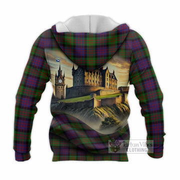 Tartan Vibes Clothing Coull Tartan Family Crest Knitted Hoodie with Scottish Ancient Castle Style