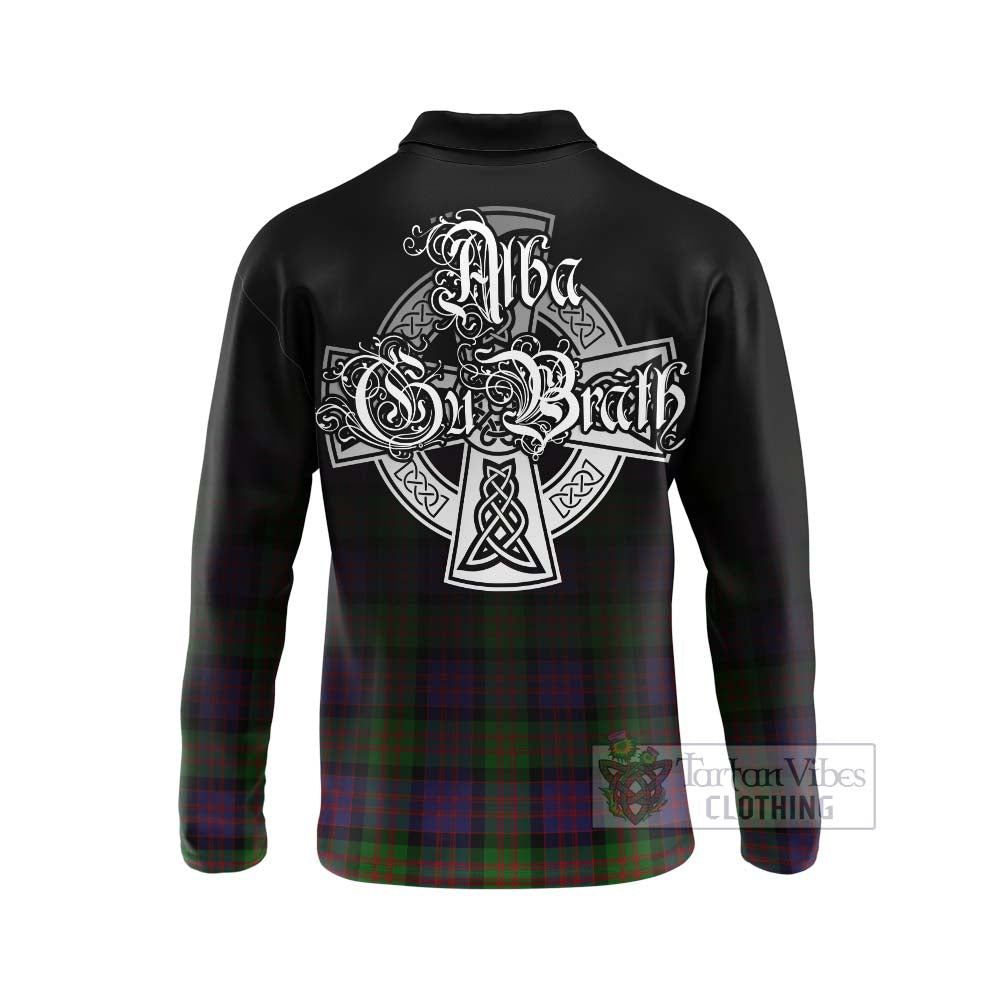 Coull Tartan Long Sleeve Polo Shirt Featuring Alba Gu Brath Family Crest Celtic Inspired - Tartan Vibes Clothing