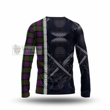 Coull Tartan Long Sleeve T-Shirt with Family Crest Cross Sword Thistle Celtic Vibes - Tartan Vibes Clothing