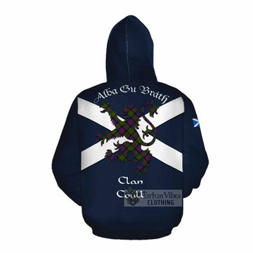 Coull Tartan Lion Rampant Cotton Hoodie Proudly Display Your Heritage with Alba Gu Brath and Clan Name Pullover Hoodie - Tartan Vibes Clothing