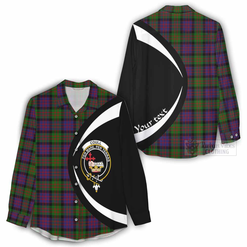 Coull Tartan Women's Casual Shirt with Family Crest Circle Style - Tartan Vibes Clothing