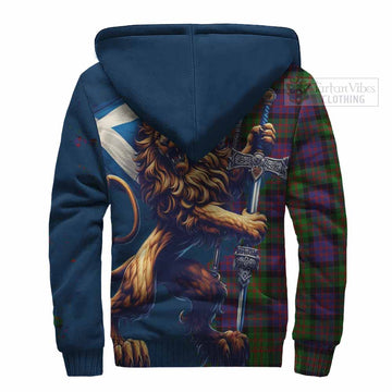 Coull Tartan Family Crest Sherpa Hoodie with Scottish Majestic Lion - Tartan Vibes Clothing