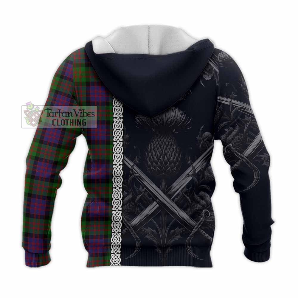 Coull Tartan Knitted Hoodie with Family Crest Cross Sword Thistle Celtic Vibes - Tartan Vibes Clothing