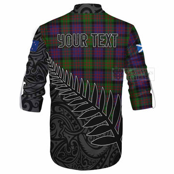 Tartan Vibes Clothing Coull Crest Tartan Ghillie Kilt Shirt with New Zealand Silver Fern Half Style