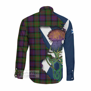 Tartan Vibes Clothing Coull Tartan Family Crest Long Sleeve Button Shirt Scottish Thistle Celtic Inspired