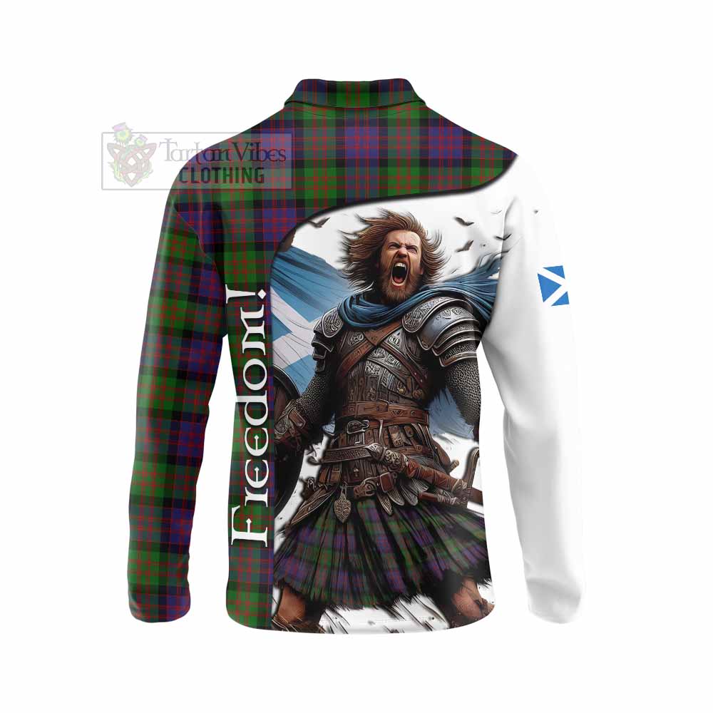 Tartan Vibes Clothing Coull Crest Tartan Long Sleeve Polo Shirt Inspired by the Freedom of Scottish Warrior