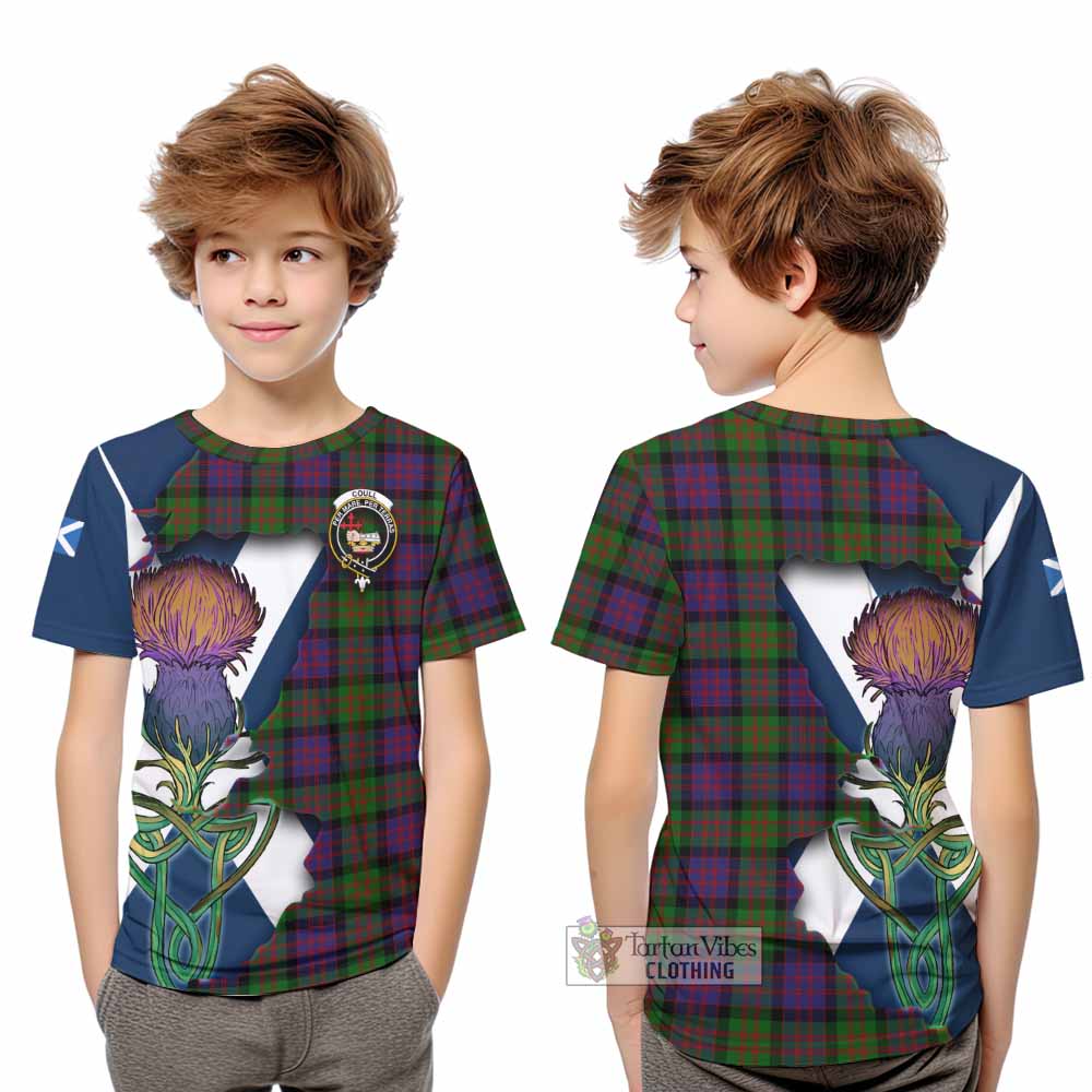 Coull Tartan Family Crest Kid T-Shirt Scottish Thistle Celtic Inspired - Tartan Vibes Clothing