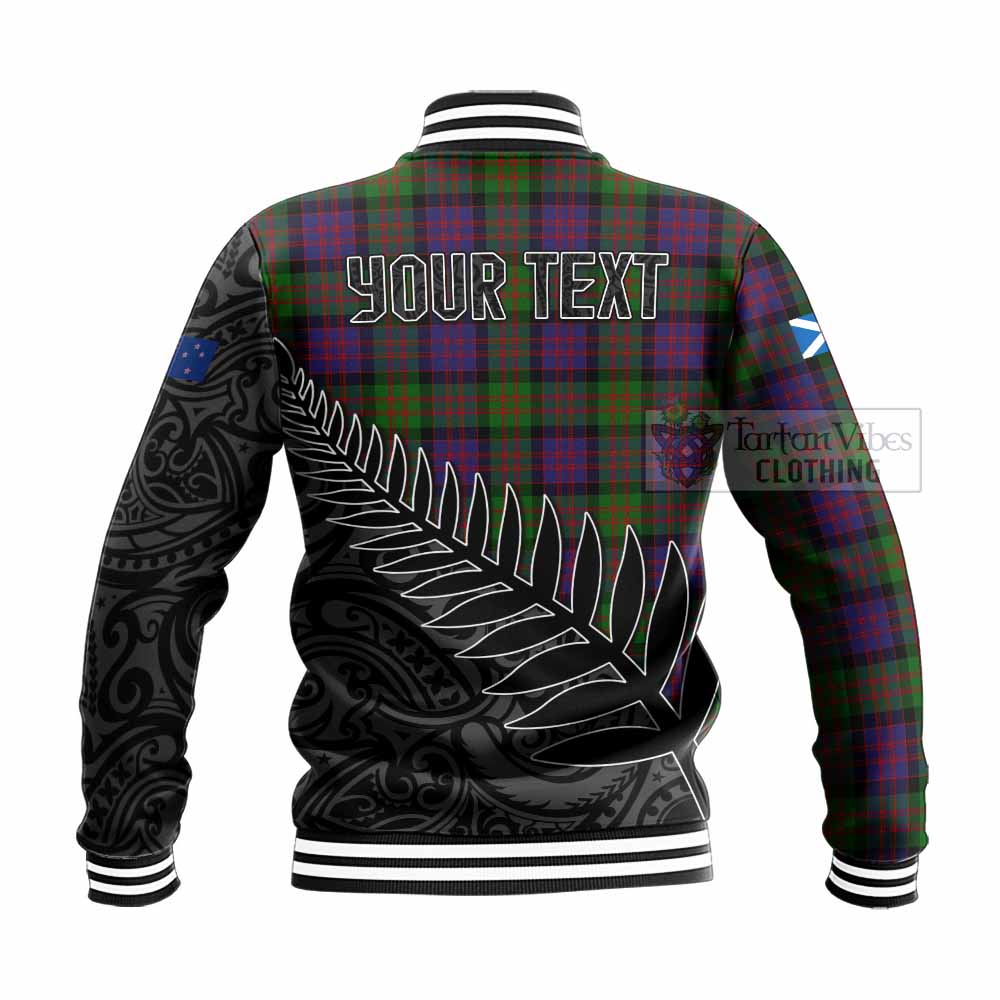 Tartan Vibes Clothing Coull Crest Tartan Baseball Jacket with New Zealand Silver Fern Half Style