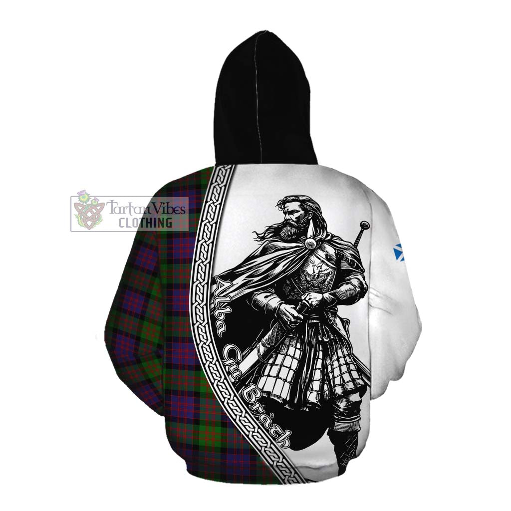 Coull Tartan Clan Crest Cotton Hoodie with Highlander Warrior Celtic Style Pullover Hoodie - Tartan Vibes Clothing
