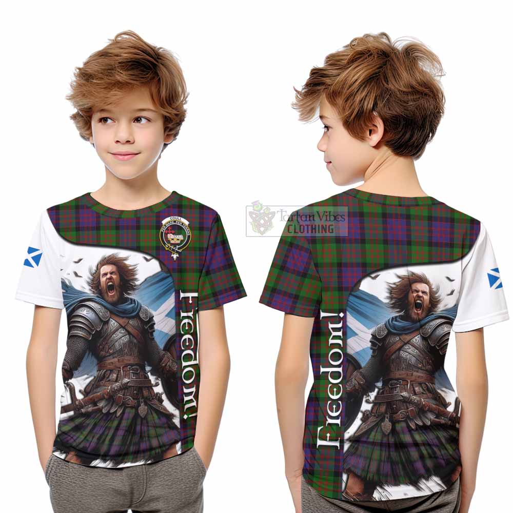 Tartan Vibes Clothing Coull Crest Tartan Kid T-Shirt Inspired by the Freedom of Scottish Warrior