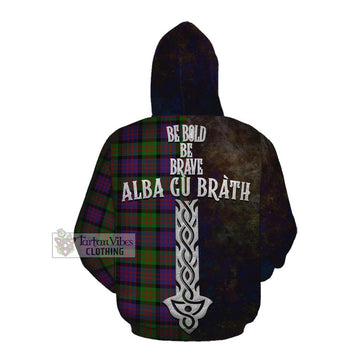 Coull Tartan Family Crest Cotton Hoodie Alba Gu Brath Be Brave Lion Ancient Style Pullover Hoodie - Tartan Vibes Clothing