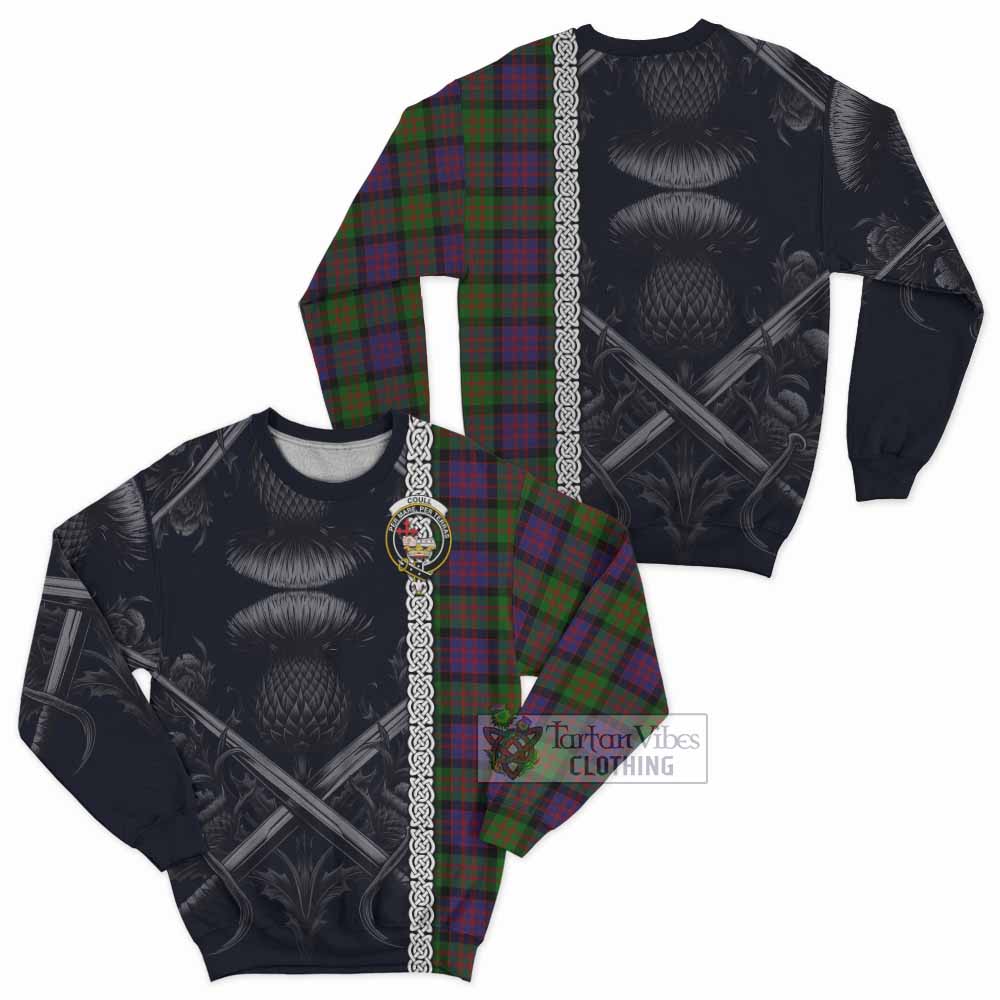 Coull Tartan Sweatshirt with Family Crest Cross Sword Thistle Celtic Vibes - Tartan Vibes Clothing