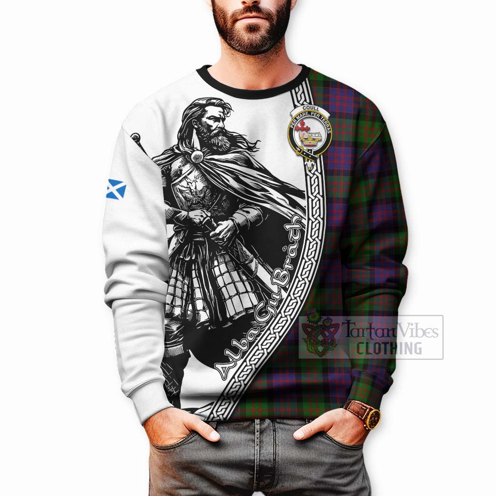 Coull Tartan Clan Crest Sweatshirt with Highlander Warrior Celtic Style - Tartan Vibes Clothing