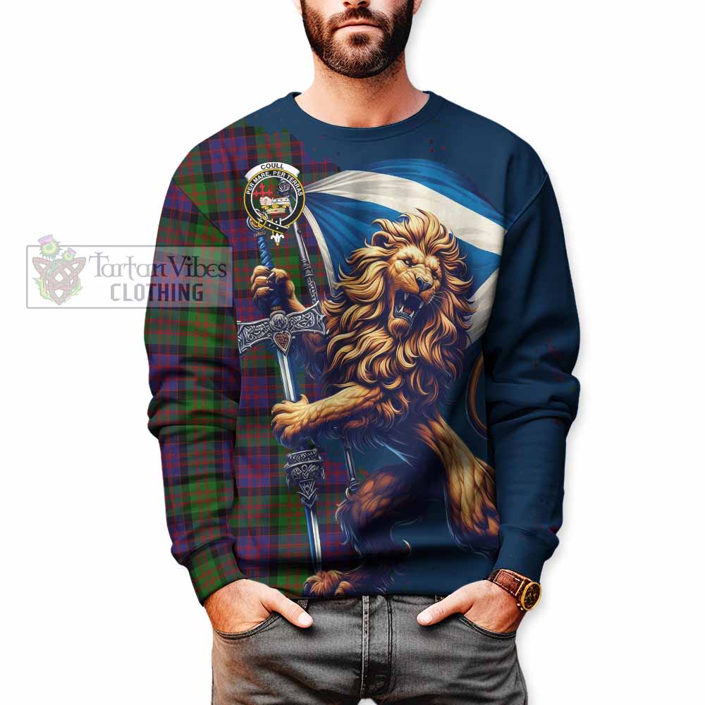 Coull Tartan Family Crest Sweatshirt with Scottish Majestic Lion - Tartan Vibes Clothing