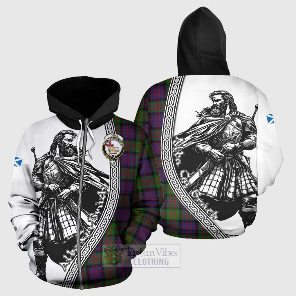 Coull Tartan Clan Crest Hoodie with Highlander Warrior Celtic Style - Tartan Vibes Clothing