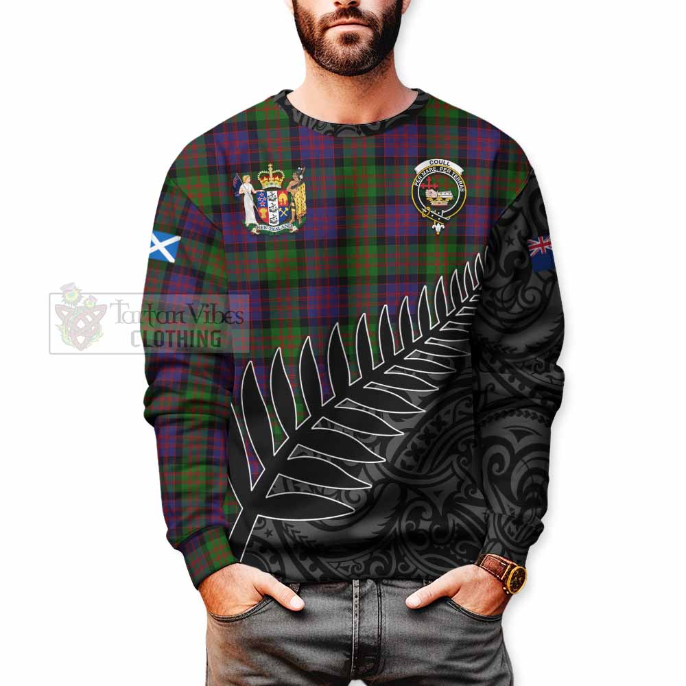 Coull Crest Tartan Sweatshirt with New Zealand Silver Fern Half Style - Tartan Vibes Clothing
