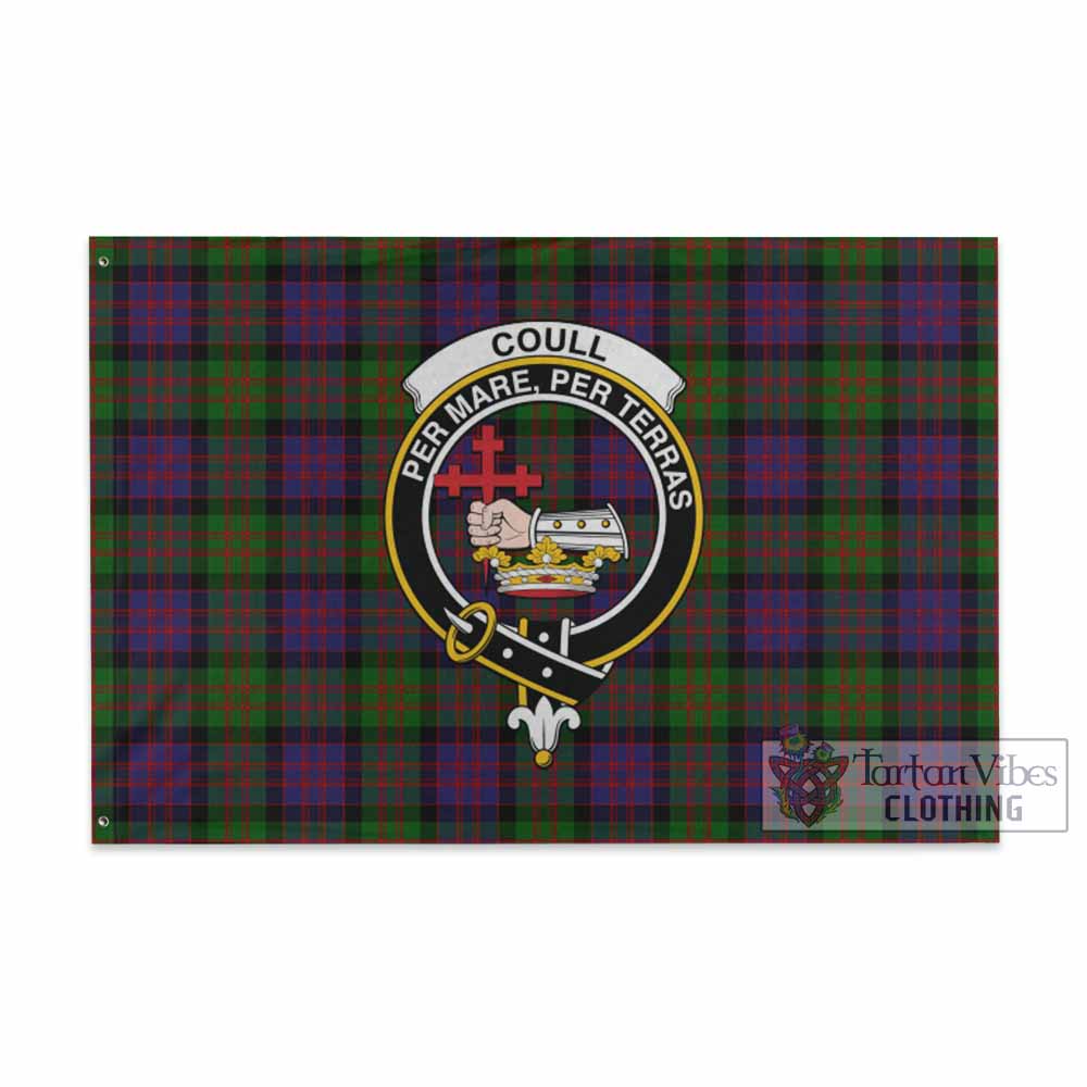 Tartan Vibes Clothing Coull Tartan House Flag with Family Crest