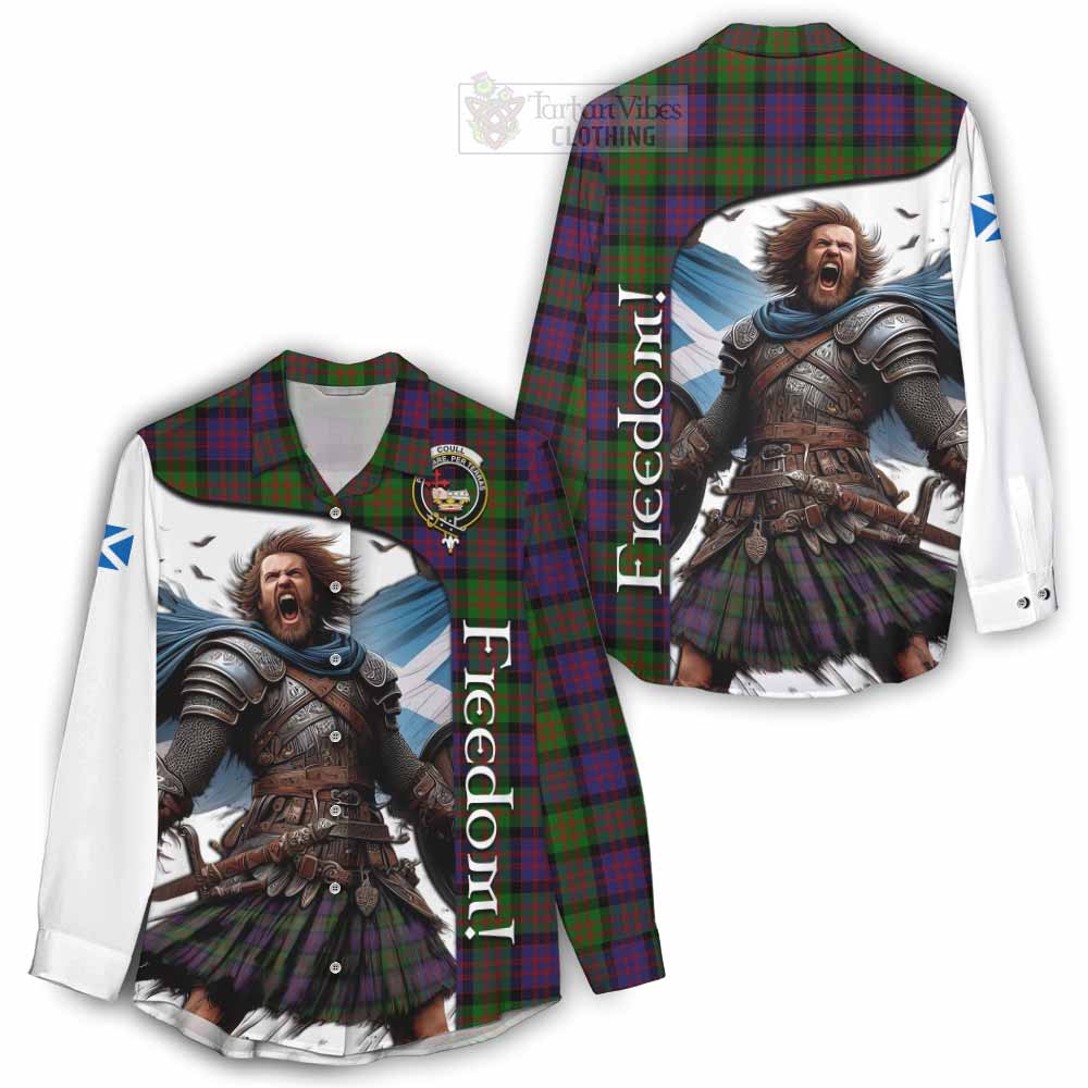 Tartan Vibes Clothing Coull Crest Tartan Women's Casual Shirt Inspired by the Freedom of Scottish Warrior