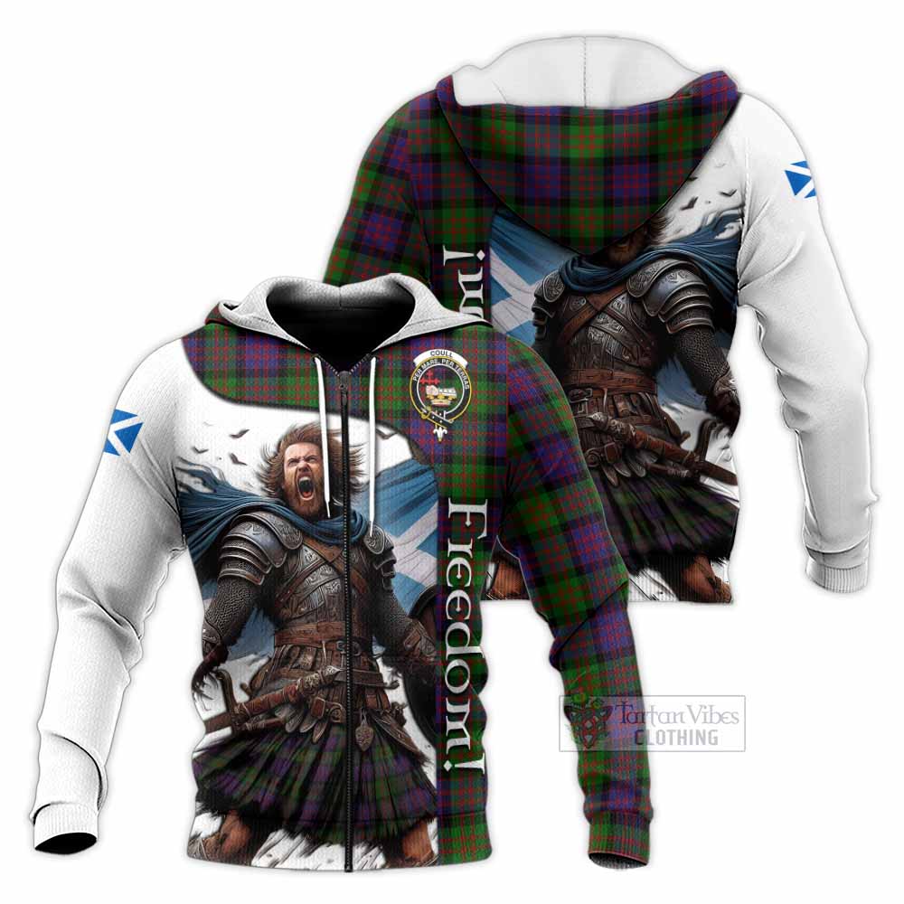 Tartan Vibes Clothing Coull Crest Tartan Knitted Hoodie Inspired by the Freedom of Scottish Warrior