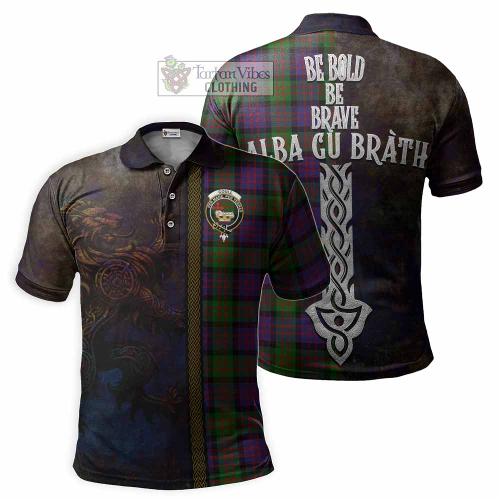 Coull Tartan Family Crest Polo Shirt Alba Gu Brath Be Brave Lion Ancient Style - Tartan Vibes Clothing
