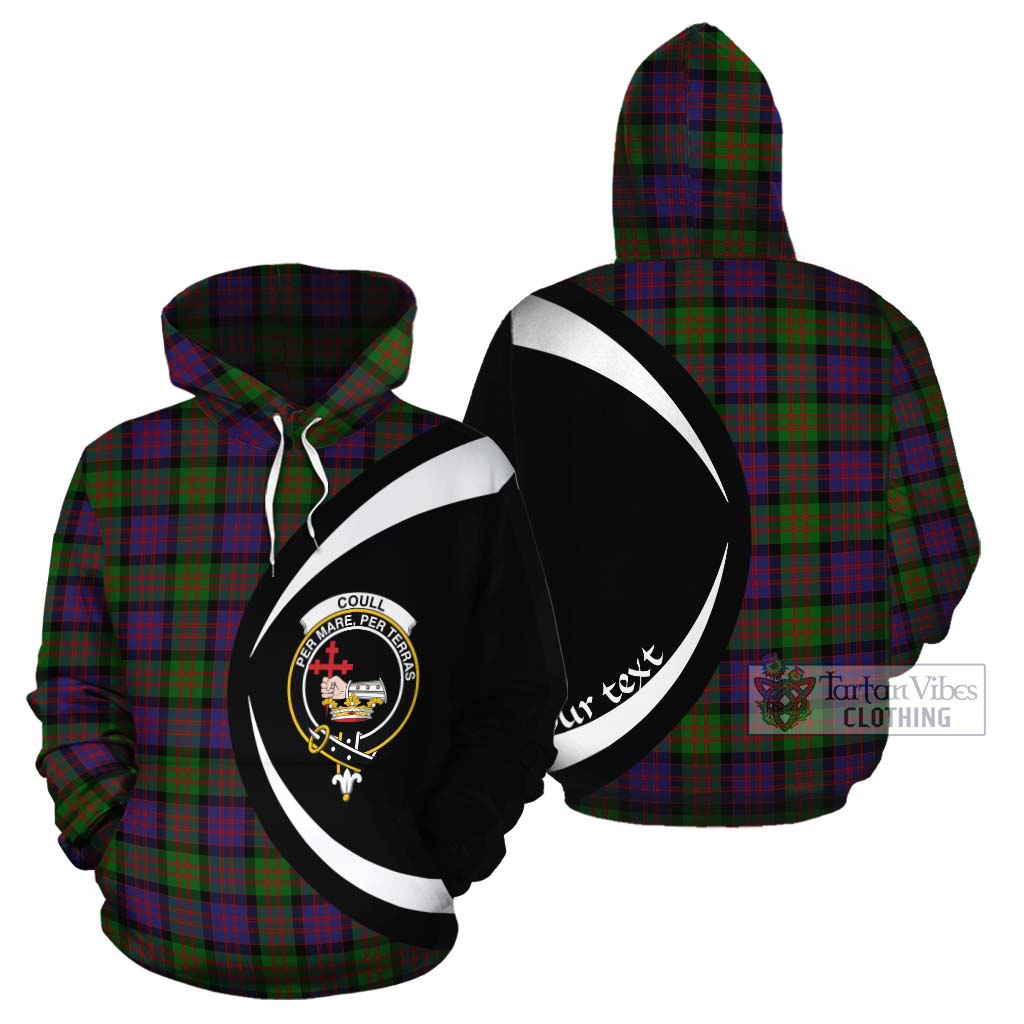 Coull Tartan Cotton Hoodie with Family Crest Circle Style Zip Hoodie - Tartan Vibes Clothing