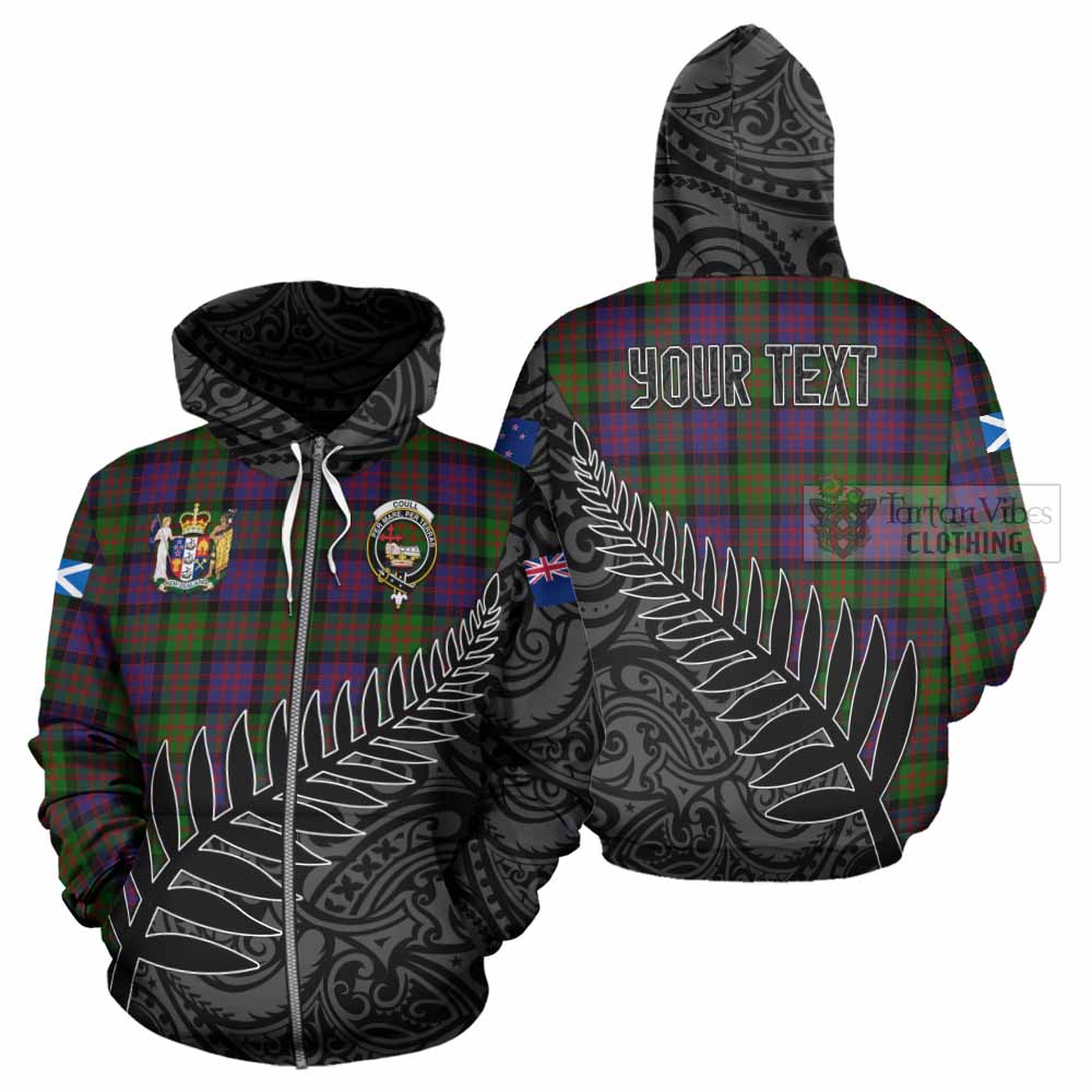 Coull Crest Tartan Hoodie with New Zealand Silver Fern Half Style - Tartan Vibes Clothing