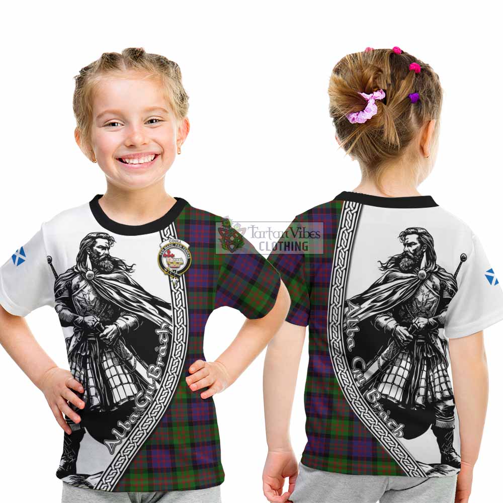 Coull Tartan Clan Crest Kid T-Shirt with Highlander Warrior Celtic Style - Tartan Vibes Clothing