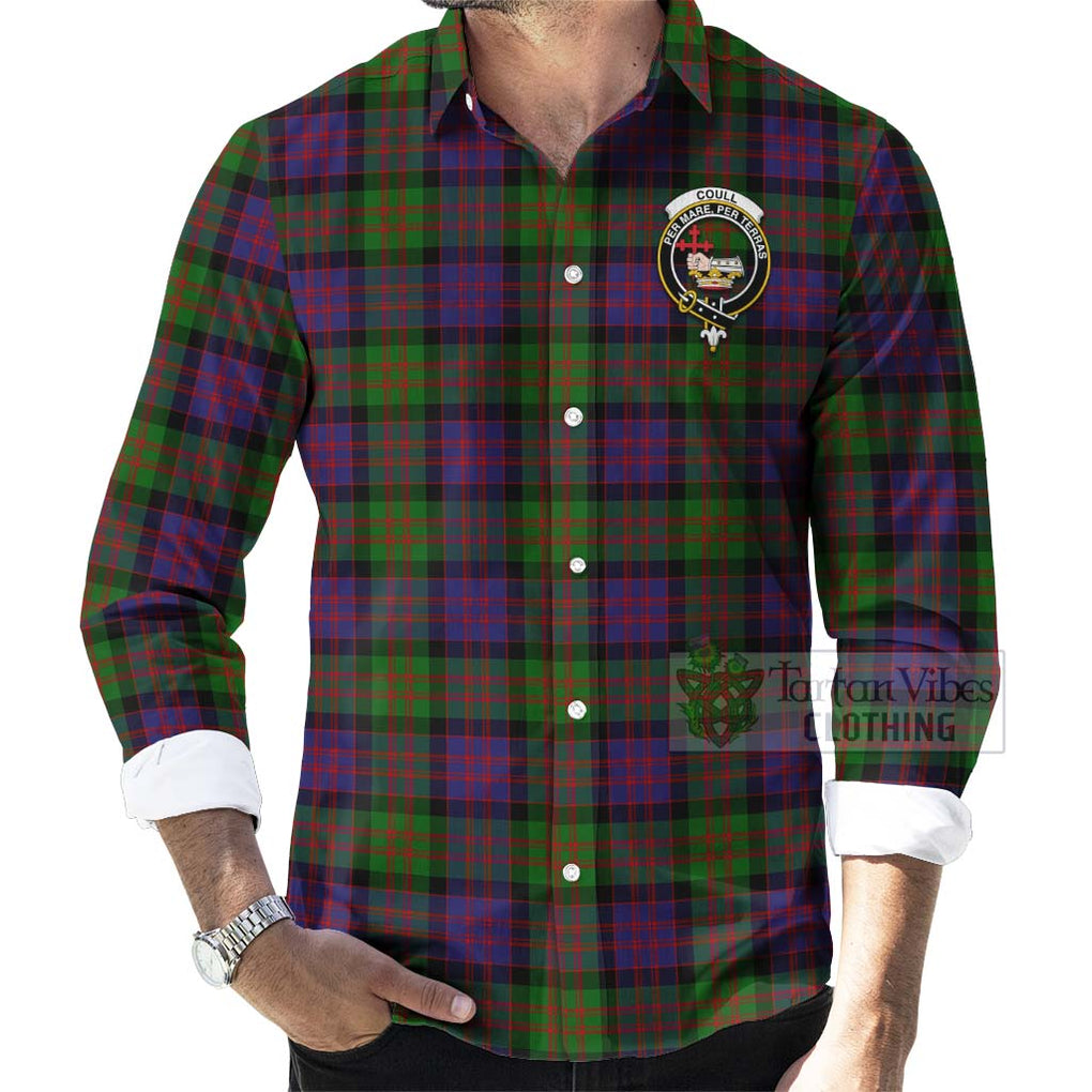Coull Tartan Long Sleeve Button Shirt with Family Crest Celtic Skull Style - Tartan Vibes Clothing