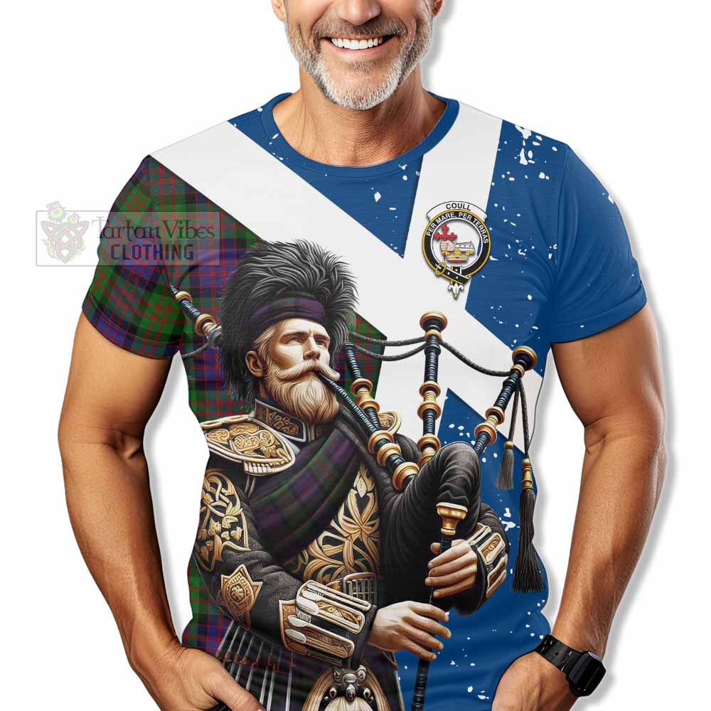 Coull Tartan T-Shirt with Family Crest Scottish Bagpiper Vibes - Tartan Vibes Clothing