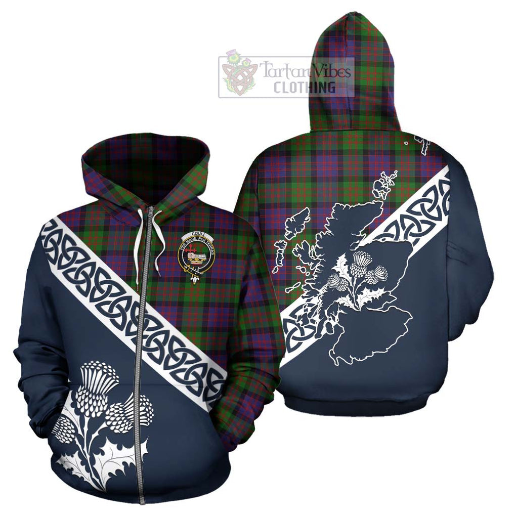 Coull Tartan Hoodie Featuring Thistle and Scotland Map - Tartan Vibes Clothing