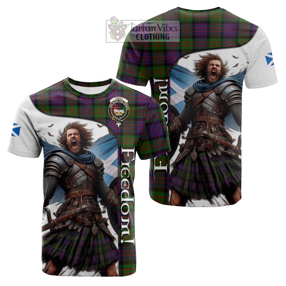 Tartan Vibes Clothing Coull Crest Tartan Cotton T-shirt Inspired by the Freedom of Scottish Warrior