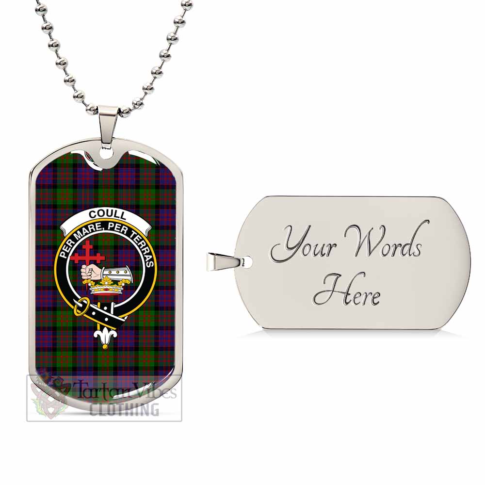Coull Tartan Dog Tag Necklace with Family Crest Silver Yes - Tartan Vibes Clothing