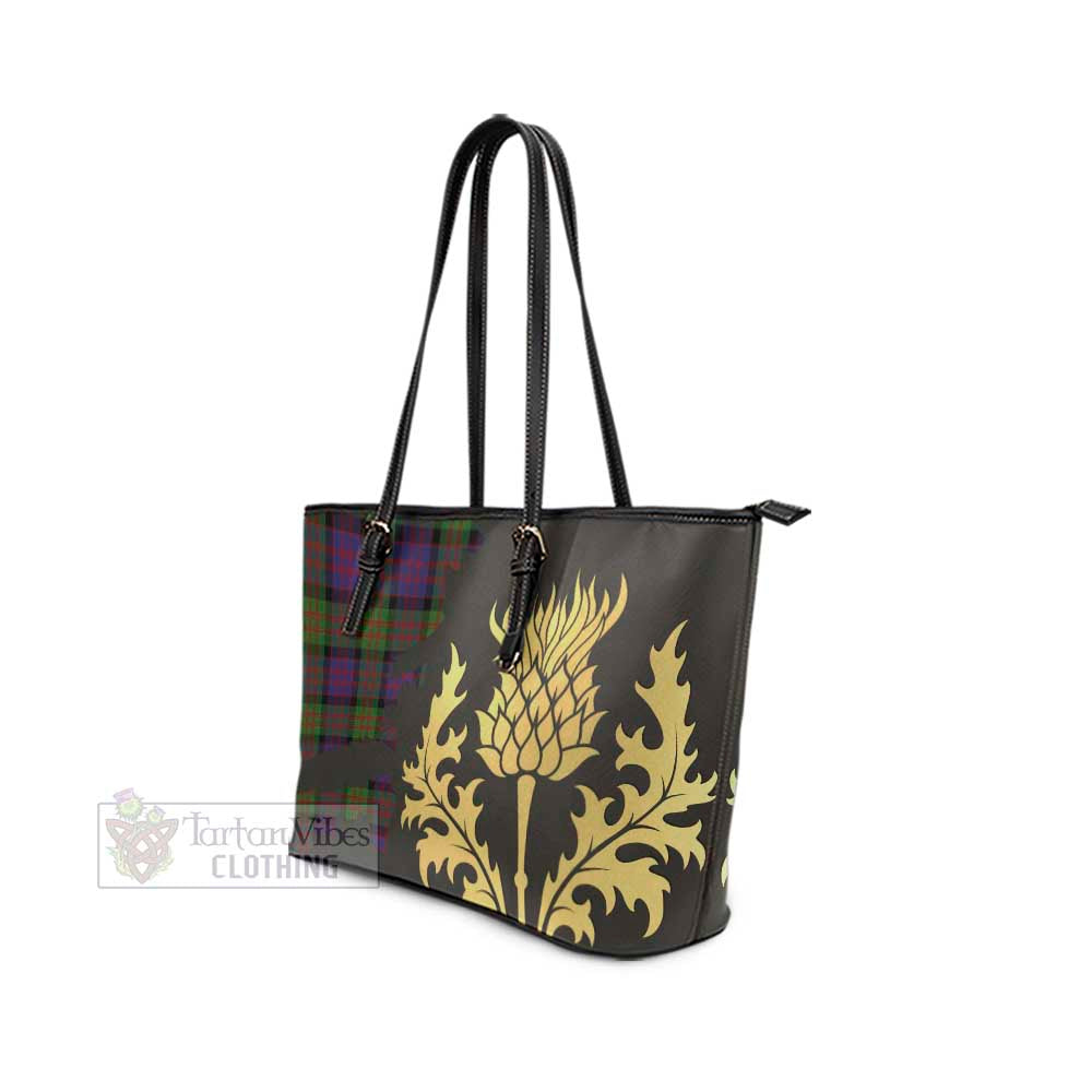 Coull Tartan Leather Tote Bag Gold Thistle Style - Tartan Vibes Clothing