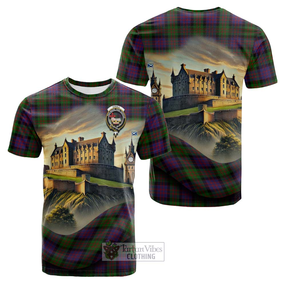 Tartan Vibes Clothing Coull Tartan Family Crest Cotton T-shirt with Scottish Ancient Castle Style