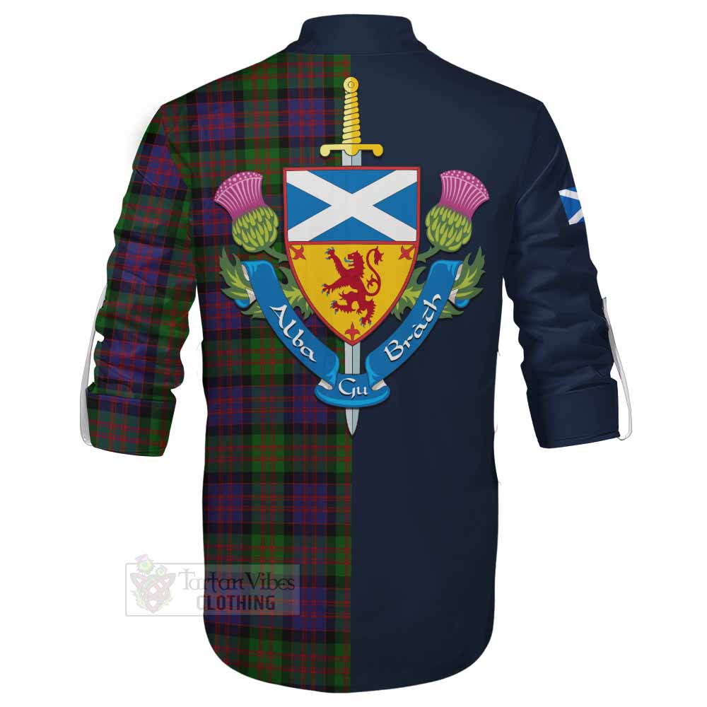 Coull Tartan Ghillie Kilt Shirt Alba with Scottish Lion Royal Arm Half Style - Tartan Vibes Clothing