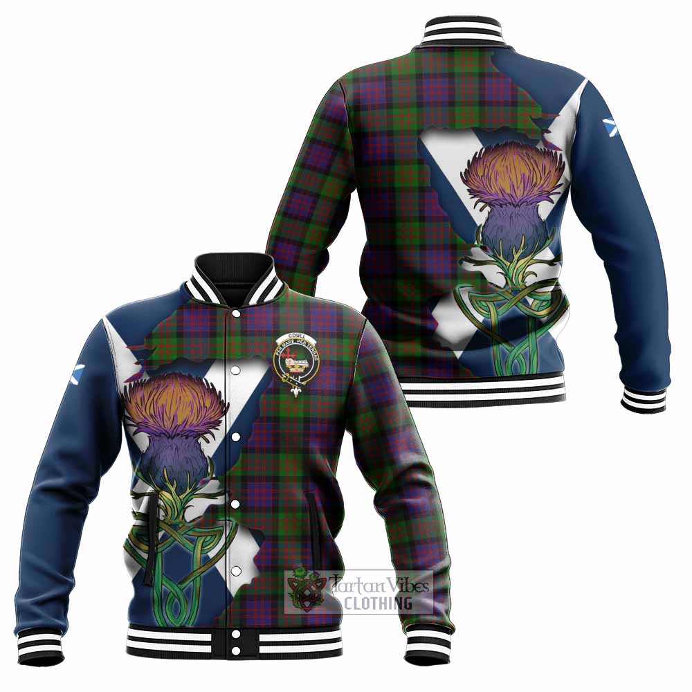 Coull Tartan Family Crest Baseball Jacket Scottish Thistle Celtic Inspired - Tartan Vibes Clothing